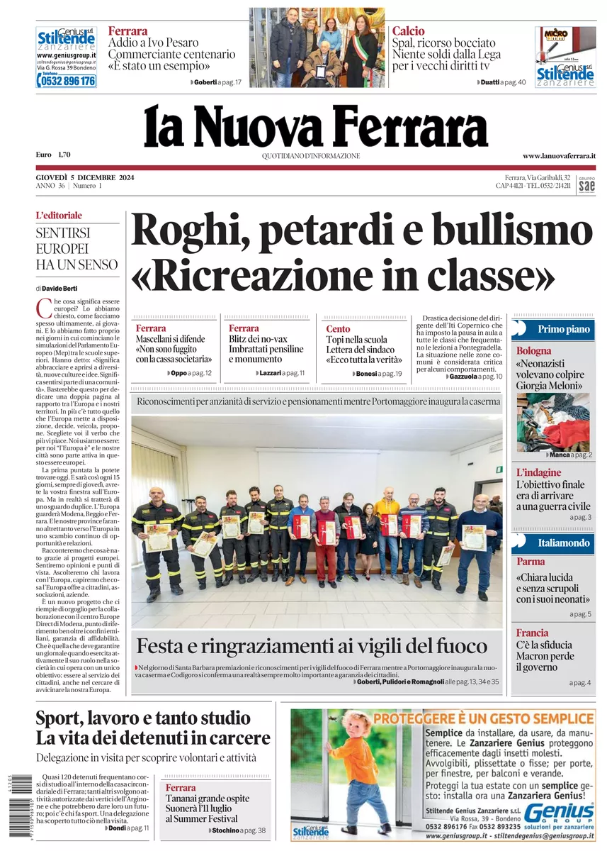 Prima-pagina-nuova ferrara-oggi-edizione-del-2024-12-05